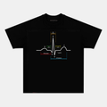Camiseta Unisex Electrocardiograma ECG – Diseño Médico de Ritmo Cardíaco, Manga Corta, Cuello Redondo, Negra