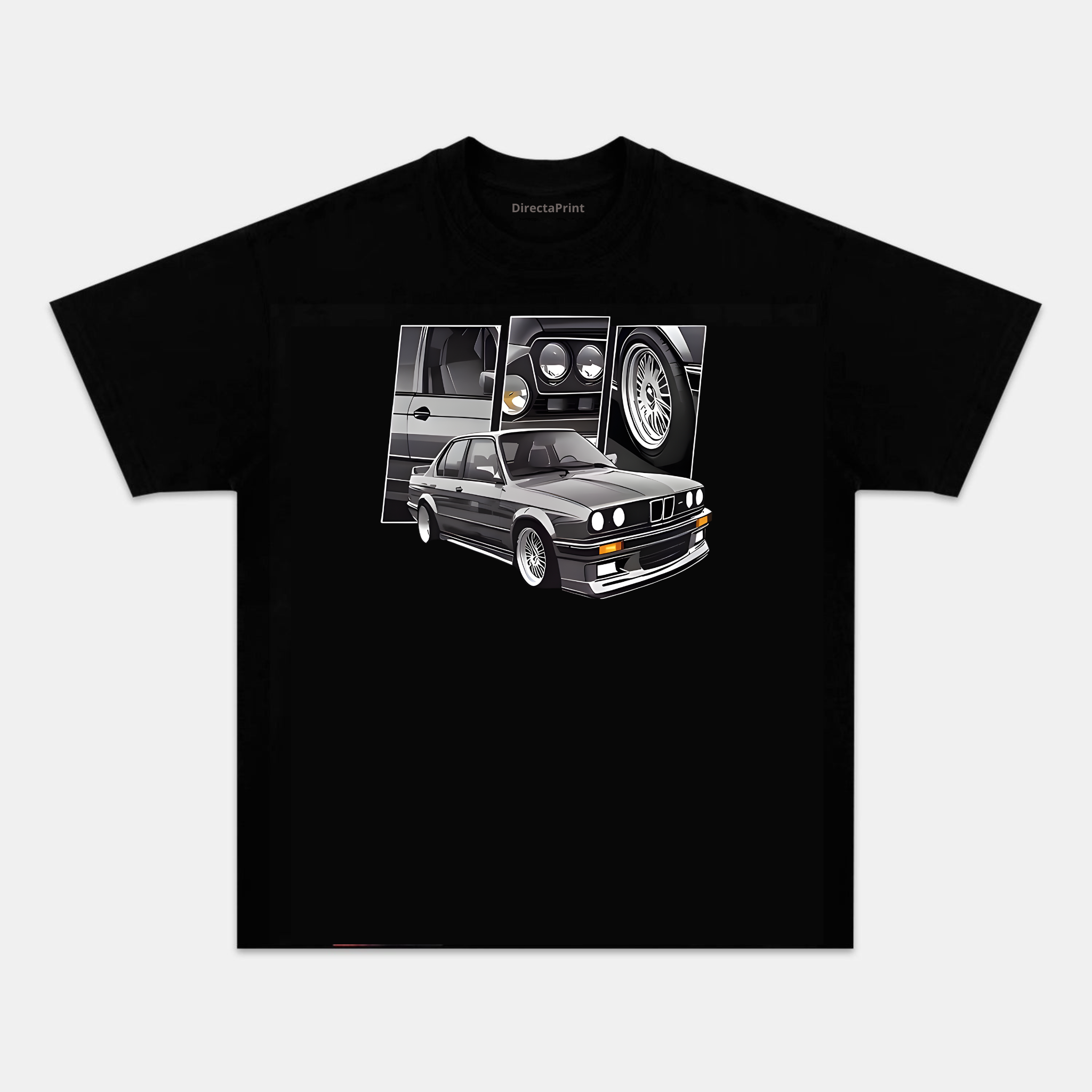 Camiseta Unisex Coche Clásico Deportivo – Diseño Retro de Auto Vintage, Manga Corta, Cuello Redondo, Negra