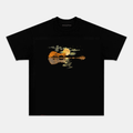 Camiseta Unisex Paisaje Nocturno con Luna – Diseño Artístico de Lago y Reflejo, Manga Corta, Cuello Redondo, Negra