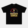 Camiseta Divertida “Necesito Cerveza” – Diseño Medidor de Combustible Cervecero, Manga Corta Unisex Negra