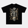 Camiseta Unisex Gótica “Para los que Vienen Después” – Mano de Piedra con Rosa, Estilo Dark Vintage, Manga Corta, Negra