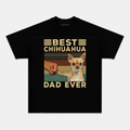 Camiseta Unisex “Mejor Papá de Chihuahua del Mundo” – Diseño Retro para Amantes de los Chihuahuas, Manga Corta, Cuello Redondo, Negra