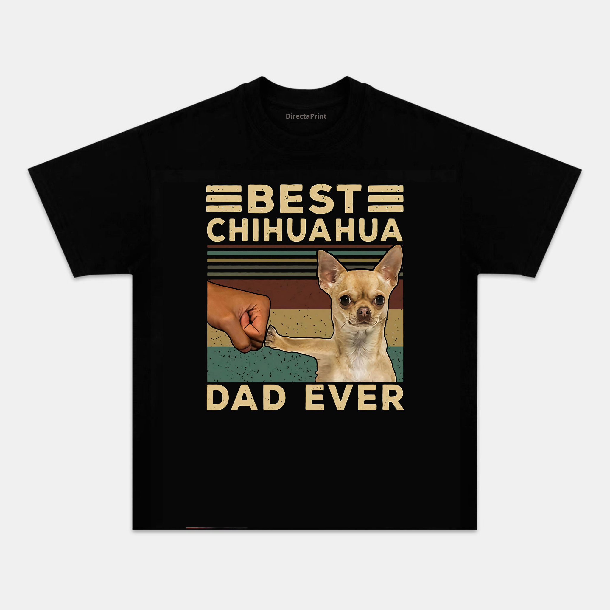 Camiseta Unisex “Mejor Papá de Chihuahua del Mundo” – Diseño Retro para Amantes de los Chihuahuas, Manga Corta, Cuello Redondo, Negra