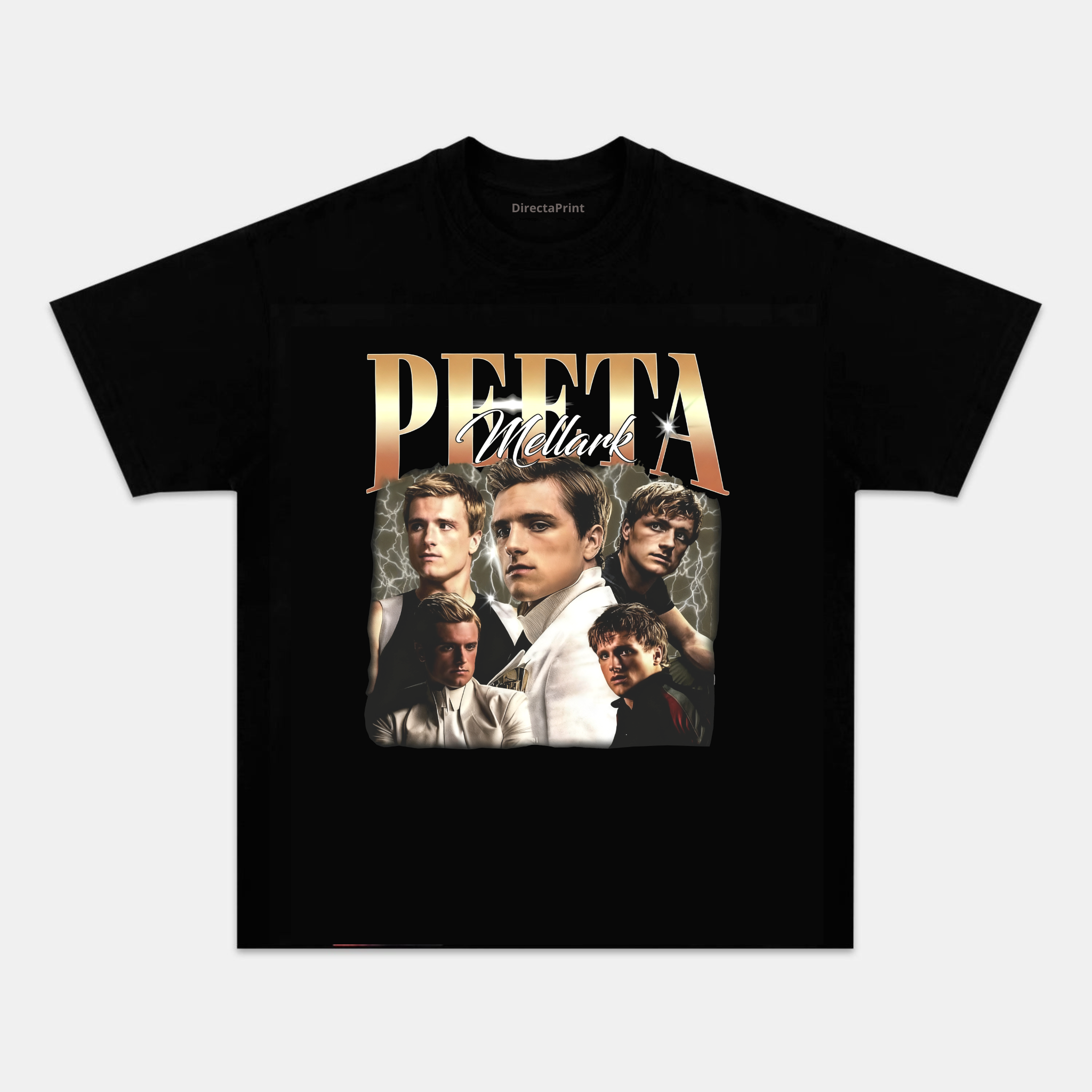 Camiseta Unisex Estilo Pop Retro – Diseño Collage Musical Vintage, Manga Corta, Cuello Redondo, Negra