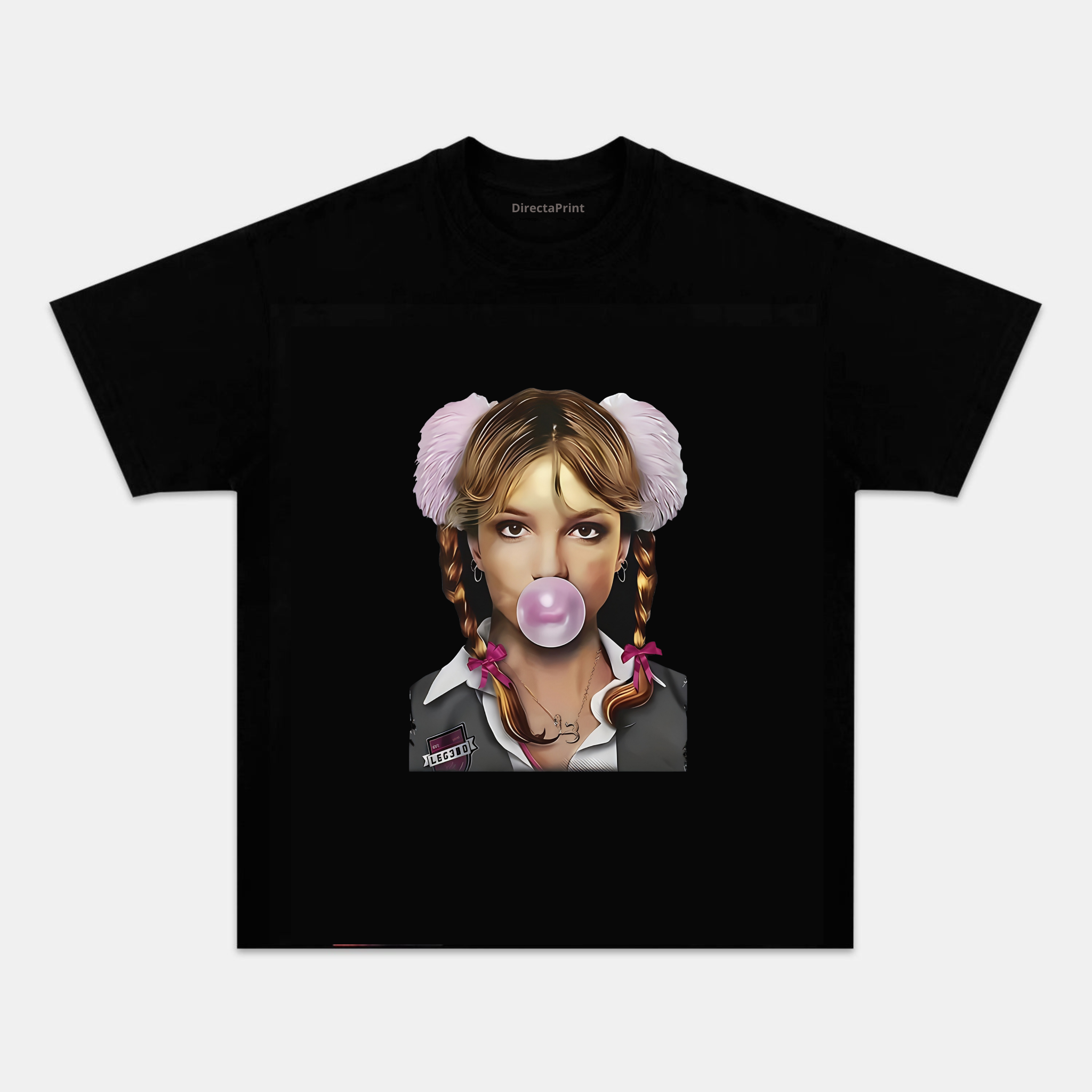 Camiseta Unisex Estilo Pop Fashion – Retrato Mujer con Chicle, Diseño Artístico Moderno, Manga Corta, Negra