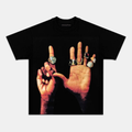 Camiseta Unisex Manos con Anillos “6” – Diseño Estilo Hip-Hop y Cultura Urbana, Manga Corta
