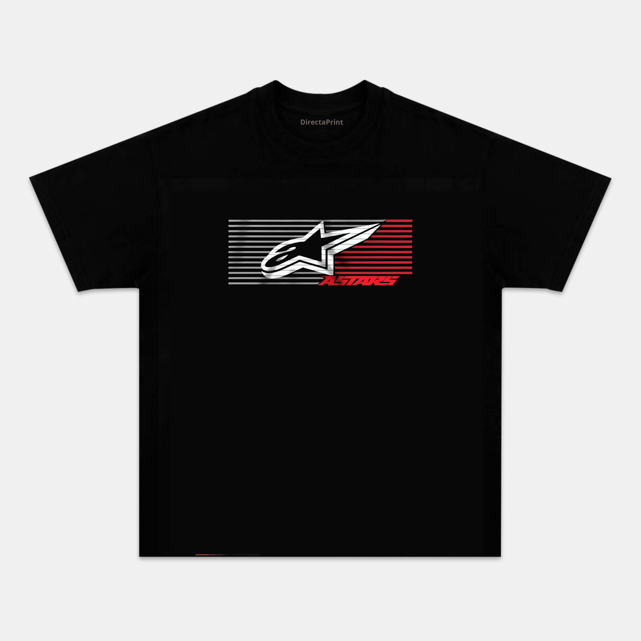 Camiseta Unisex Estilo Racing con Estrella – Diseño Deportivo Motorsport, Manga Corta, Cuello Redondo, Negra