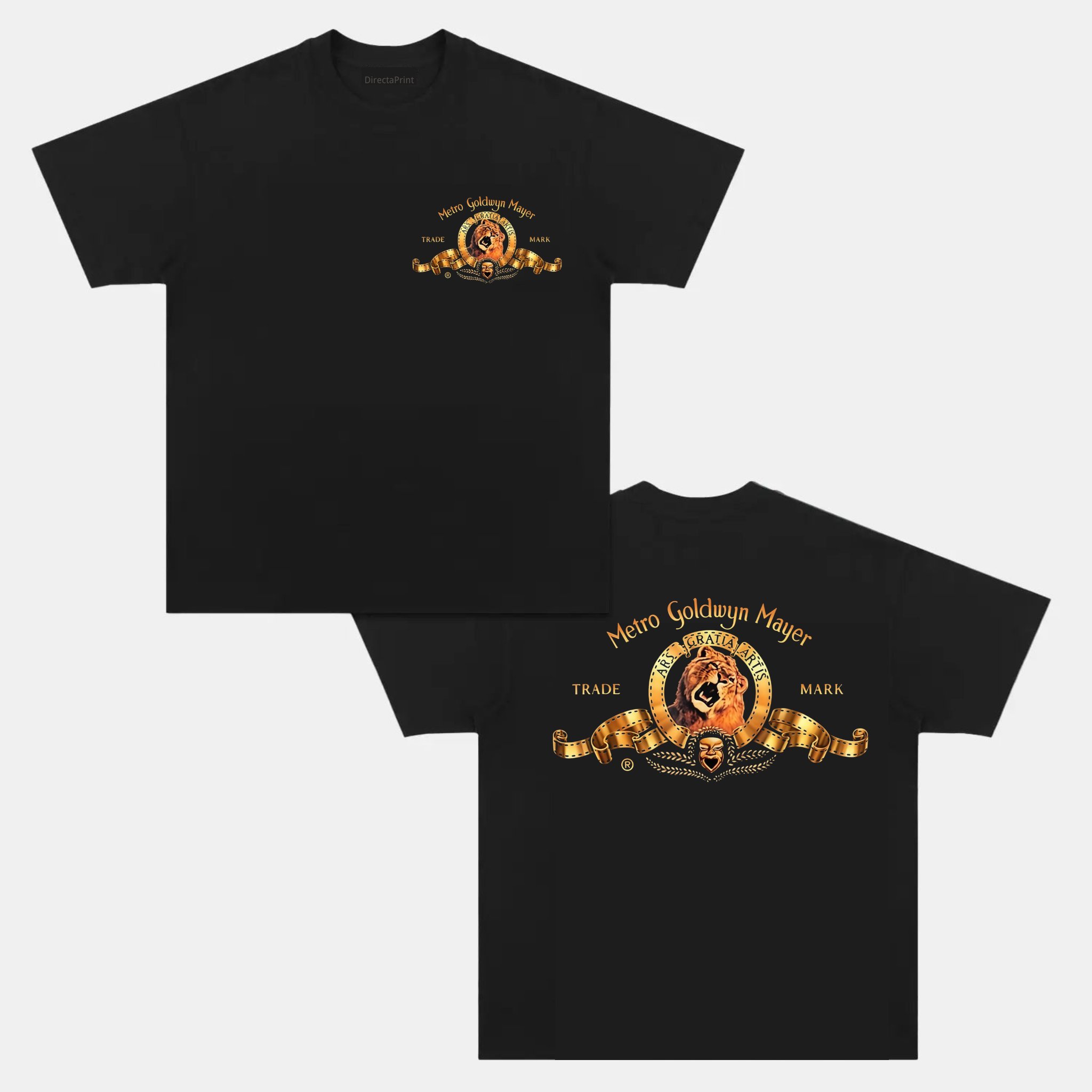 Camiseta Unisex Estilo Cine Clásico – Diseño Logo Vintage Cinematográfico con Estampado Frontal y Trasero, Manga Corta Negra