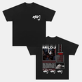 Camiseta Unisex Estilo Tour Musical MiloJ – Diseño Gráfico Concierto con Estampado Frontal y Trasero, Manga Corta Negra