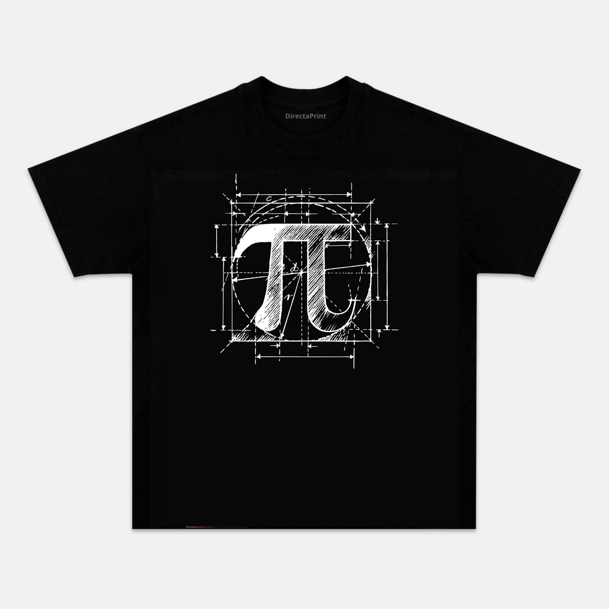 Camiseta Unisex Símbolo Pi Matemático – Diseño Blueprint de Ingeniería y Matemáticas, Manga Corta, Cuello Redondo, Negra
